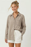 Long Sleeve Button Down With Stitch Detail