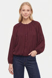 Long Sleeve Bubble Hem Button Up Blouse