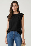 Textured Satin Boat Neck Blouse
