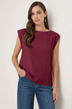 Textured Satin Boat Neck Blouse