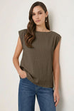 Textured Satin Boat Neck Blouse