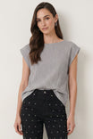 Textured Satin Boat Neck Blouse