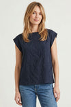 Textured Satin Boat Neck Blouse