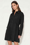 Long Sleeve Side Cinch Shirt Dress