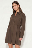 Long Sleeve Side Cinch Shirt Dress