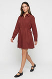 Long Sleeve Side Cinch Shirt Dress
