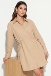 Long Sleeve Side Cinch Shirt Dress