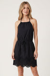 Embroidered Eyelet Halter Mini Dress