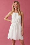 Embroidered Eyelet Halter Mini Dress