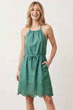 Embroidered Eyelet Halter Mini Dress