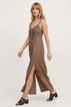 Pintuck Side Slit Maxi Dress