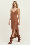 Pintuck Side Slit Maxi Dress