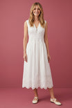 Embroidered Eyelet Smocked Midi Dress