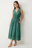 Embroidered Eyelet Smocked Midi Dress