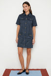 Horsebit Pocket Soft Matte Shirt Dress
