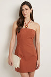 Ring Detail Halter Mini Dress