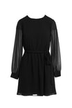 Long Sleeve Mini Dress With Self Waist Band