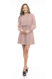 Long Sleeve Mini Dress With Self Waist Band