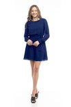 Long Sleeve Mini Dress With Self Waist Band