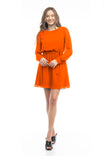 Long Sleeve Mini Dress With Self Waist Band
