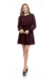 Long Sleeve Mini Dress With Self Waist Band
