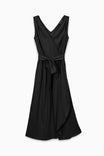 Women's V-neck Surplice Midi Dress With Tie-waist and a marble fabric effect