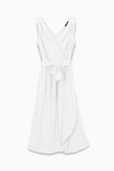 Women's V-neck Surplice Midi Dress With Tie-waist and a marble fabric effect