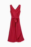Women's V-neck Surplice Midi Dress With Tie-waist and a marble fabric effect