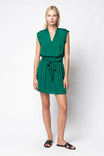 V-neck Mini Dress With Elastic Waist And Cargo Pockets