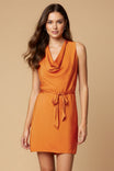 Sleeveless Cowl Neck Dress With Waist Tie Belt