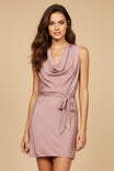 Sleeveless Cowl Neck Dress With Waist Tie Belt