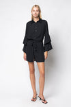 Button-front Shirt Dress With Tiered Bell Sleeves