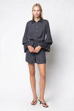 Button-front Shirt Dress With Tiered Bell Sleeves