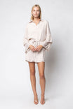 Button-front Shirt Dress With Tiered Bell Sleeves