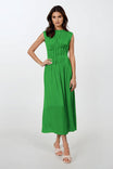 Silky Pinktuck Waistline Midi Dress