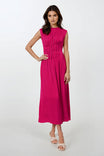 Silky Pinktuck Waistline Midi Dress