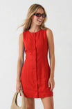 Sleeveless Button-front Mini Shift Dress