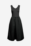 Sleeveless V Neck Midi Dress