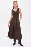 Sleeveless V Neck Midi Dress