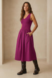 Sleeveless V Neck Midi Dress