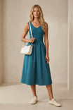 Sleeveless V Neck Midi Dress