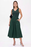 Sleeveless V Neck Midi Dress