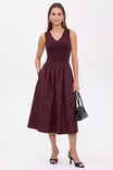 Sleeveless V Neck Midi Dress