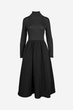 Mock Neck Long Sleeve Midi Dress