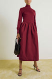Mock Neck Long Sleeve Midi Dress