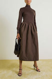 Mock Neck Long Sleeve Midi Dress