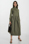 Mock Neck Long Sleeve Midi Dress