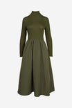Mock Neck Long Sleeve Midi Dress