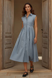 Maxi Taffeta Pleated Shirtdress