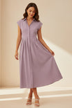 Maxi Taffeta Pleated Shirtdress